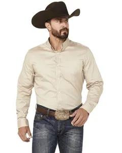 Cody James Men's Basic Twill Long Sleeve Button-Down Performance Western Shirt - Cjfa23w17-Tan