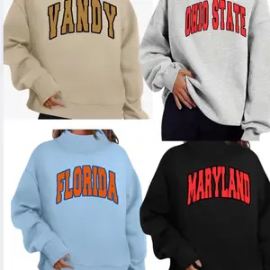 MOCK NECK Fleece Oversized Sweatshirt with a Varsity inspired design. Any school or team name. Perfect for sororities, too. Pullover (sweatpants to match are available). Any color or school  Mix and match.  Womenswear Tops Long Sleeve #mockneck