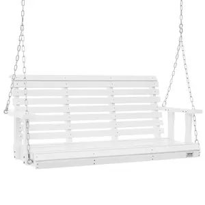 VEVOR Wooden Porch Swing 4.5 ft,  Patio bench swing for Courtyard & Garden, Upgraded 880 lbs Strong Load Capacity, Heavy Duty Swing Chair Bench with Hanging Chains for Outdoors, White