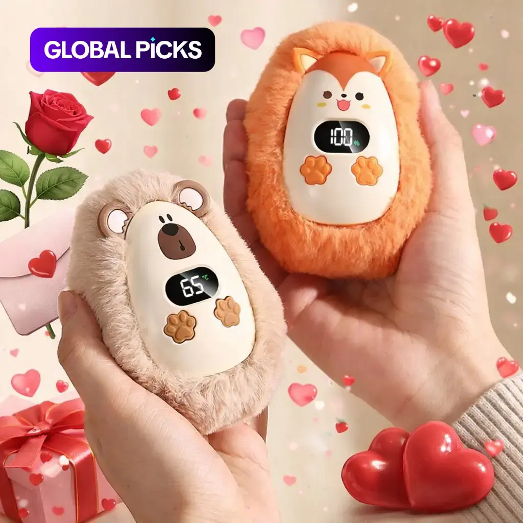 Couple's Rechargeable Warming Hand Warmer, Warm Hands, Cartoon Electric Hand Heater with Adjustable Temperature, ABS Material, Portable, Lightweight & Cute Design, Gift for Kids & Her, Indoor/Outdoor Use #GLOBAL PICKS