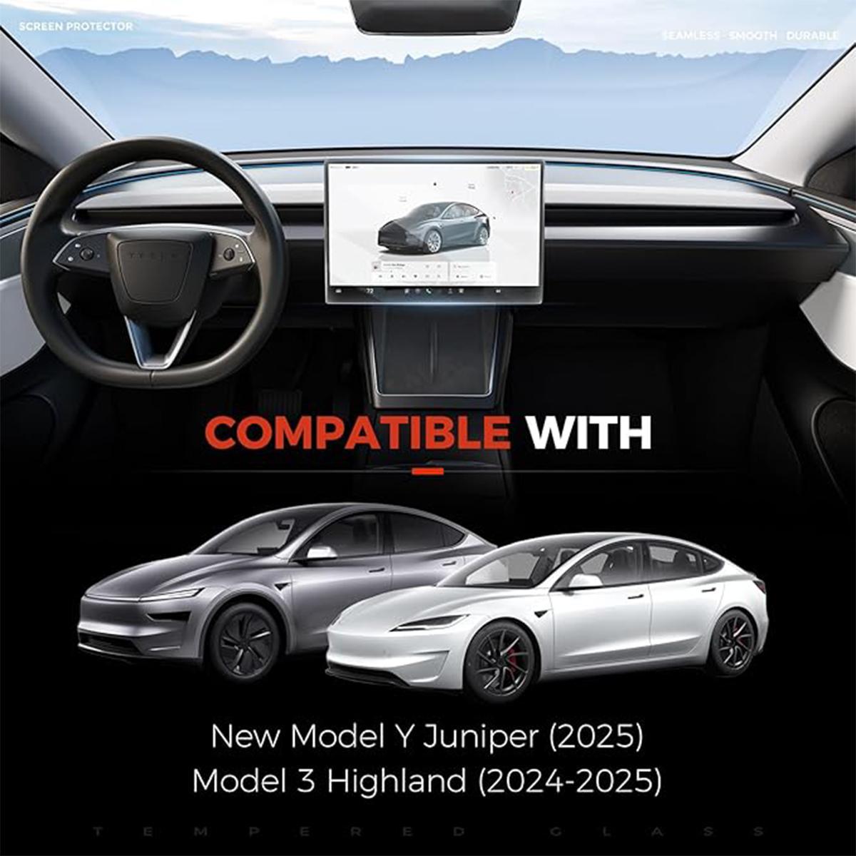 Anti-Glare Tesla Screen Protector for 2025 Model 3/Y  Matte Tempered Glass with Blue Light Filter