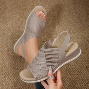 Women's Lightweight Elastic Mesh Sandals Comfortable Platform Walking Shoes Springfresh