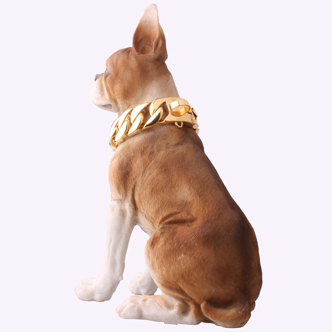 32mm Stainless Steel Dog Collar Dog Necklace Gold Dog Chain Fierce Dog Castro Bully Doberman Bulldog Dog Chain