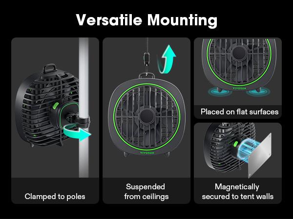 VIVOSUN  4” Grow Tent Clip Fan with Detachable Hook, 3-Speed Strong & Quiet Airflow, Adjustable Airflow Angle for Hydroponics, Circulation & Cooling, White, 1-Pack