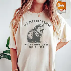 If I Ever Get Rabies Shirt, You're High On My Bitin' List TShirt, Raccoon Shirt, Trendy Tee, Gift For Friends, Everyday Basic