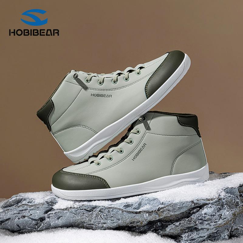 HOBIBEAR Spring/Autumn Wide Fit Synthetic Leather Mid-Top Sneakers with Plush Lining - Women's Flat Shoes