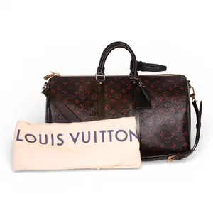 Pre-owned Pre-Owned Shoulder Bags Louis Vuitton Keepall Bandoulière 45 Red & Black Monogram Tomette Canvas