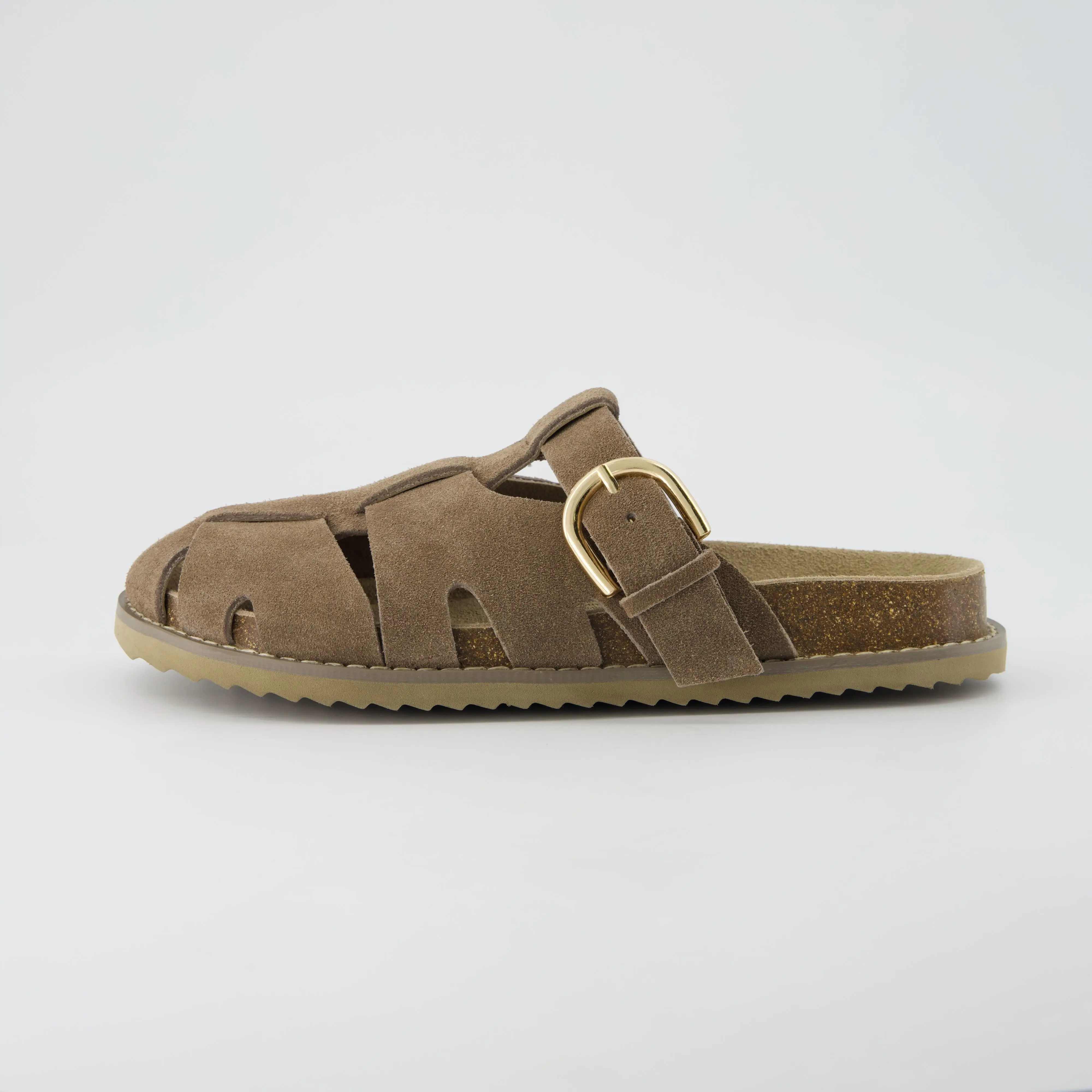 Cushionaire Benson Women's Leather Fisherman Sandals - Soft and Smooth Genuine Suede Slip On Closed Toe Womens Clogs with Memory Foam Cork Footbed and Arch Support