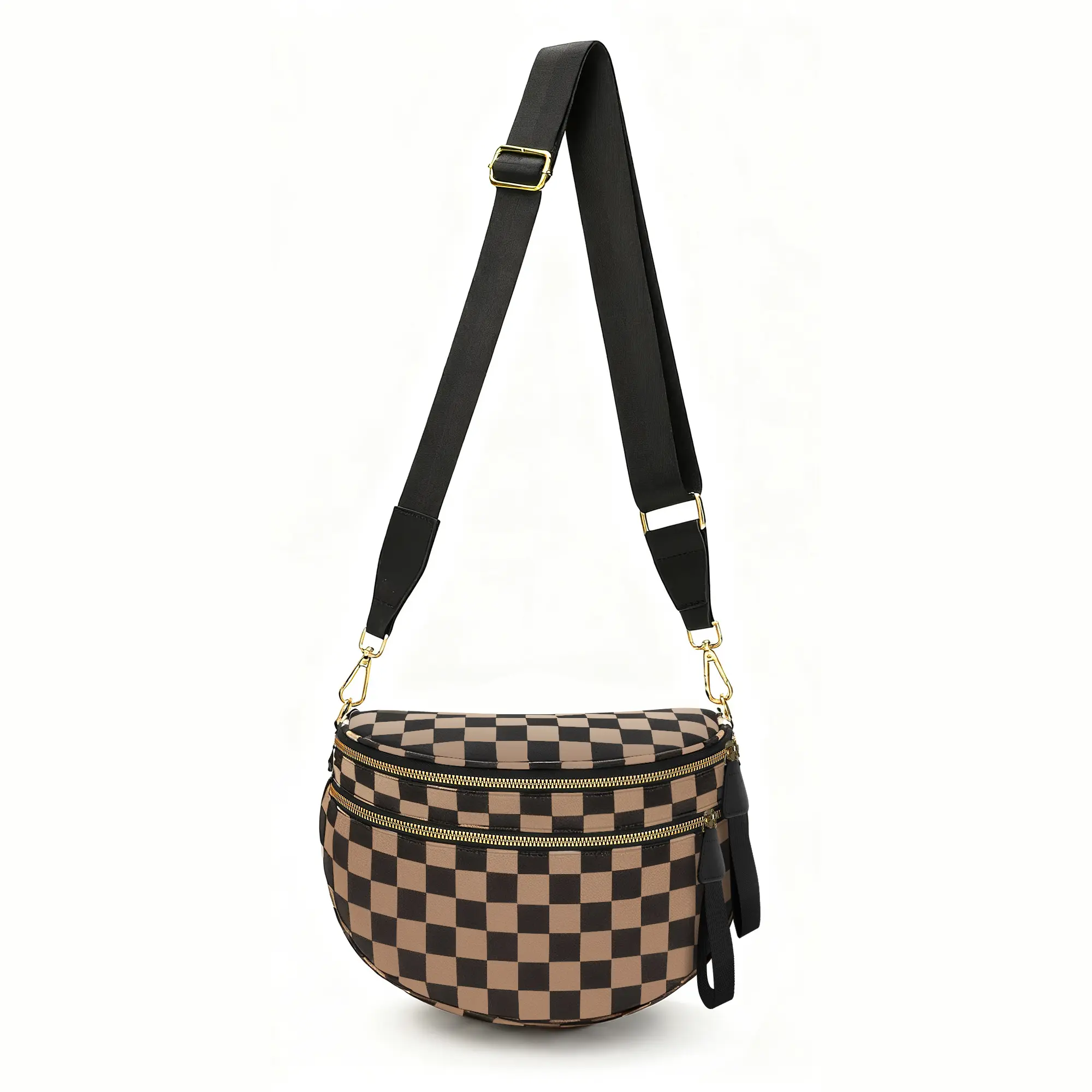 CHERUBEL Crossbody Bag for Women, Casual Plaid Nylon Bum Bag with Detachable Strap and Coin Purse, Large Capacity Sling for Travel, Casual Waist Bag, Birthday