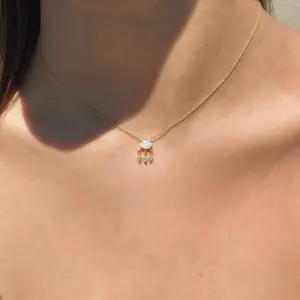 Opal & Diamond Charm Necklace