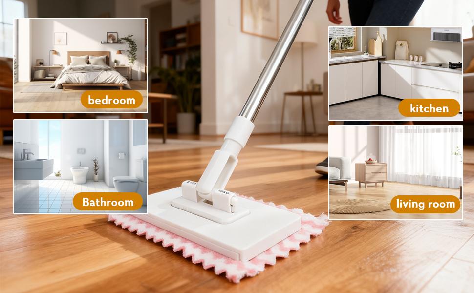 Mini Reusable Clamp Mop – Multi-Functional, Secure Hold for Paper Towels, Rags, and Wipes, Includes 10 Cloths for Easy and Versatile Cleaning, Ideal for Lazy Person's Use.HY