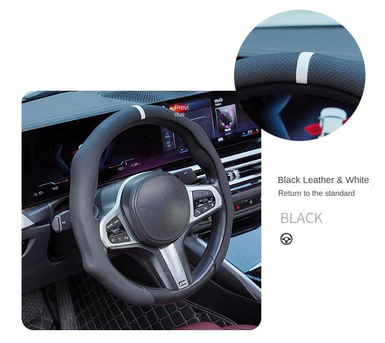 2026 Nappa Leather Steering Wheel Cover Quick Turn Non-Slip Breathable Ultra-Thin Universal Fit for All-Seasons Car Comfort Style Trim Modern Design Easy Installation Anti-Slip Protective Automotive Accessory