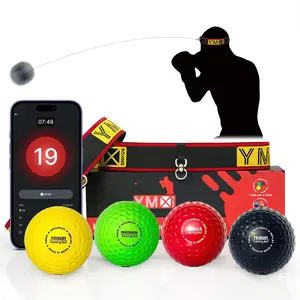 YMX BOXING Ultimate Reflex Ball Set with Counter App - 4 React Reflex Ball Plus 2 Adjustable Headband, Great for Reflex, Timing, Accuracy, Focus & Coordination Training for Boxing, MMA and Krav Mega