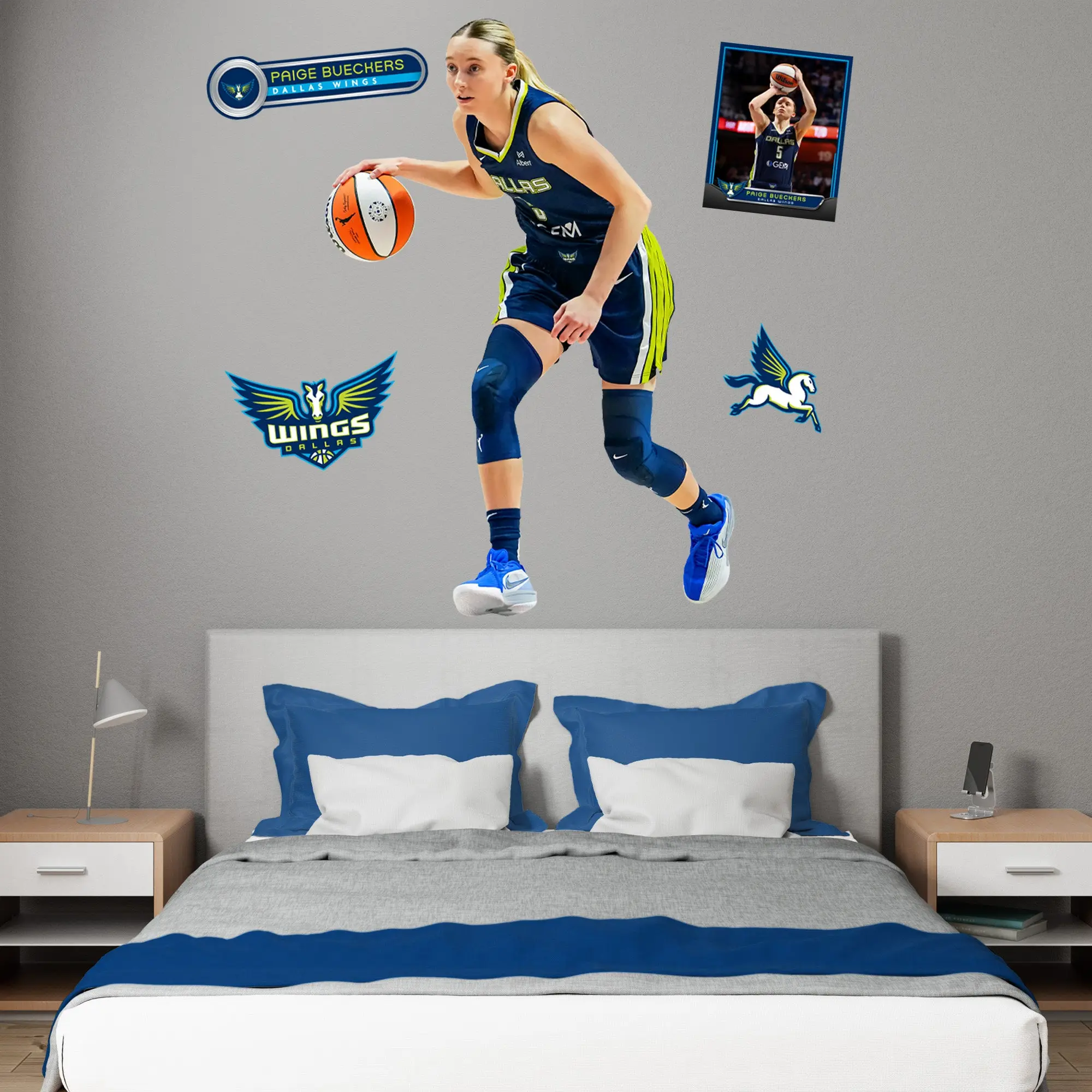 Paige Bueckers RealBig Collection Official WNBA Dallas Wings Bold Reusable Vinyl Wall Decal - Fan-Focused, Fade-Resistant, Glue-Free RealBig Fan Art for Celebrating Paige Bueckers, Quick Wall Refresh Room Decor