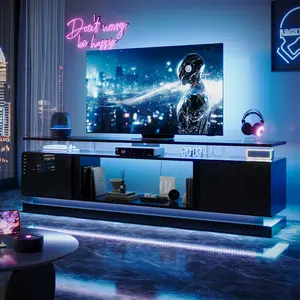 【TV STAND ONLY】 oneinmil 70 Inch Black TV Stand, Modern Entertainment Center with Storage, Media Console for Living Room&Bedroom circle dinner table coffee wooden rectangular   lounge sofa couch side farmhouse Tall Adjustable Bathroom Cabinet square