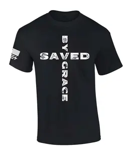 Trenz Shirt Company Mens Christian Tshirt Saved By Grace Cross Jesus Short Sleeve T-shirt Cotton Menswear