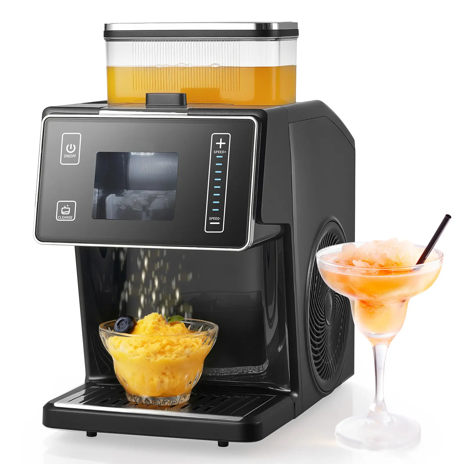 Slush Machine for Home Use - Black Color, with Display Screen, Control Buttons, and Ice Bucket for Making Frozen Treats,for Home & Small Gatherings