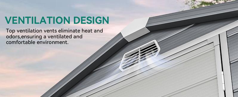 YITAHOME 6.3x6.2FT Outdoor Resin Storage Shed w/o Floor, All-Weather Plastic Shed with Lockable Doors, Window & Vents, Plastic Tool Shed for Backyard, Patio, Poolside, Lawn, Dark Gray