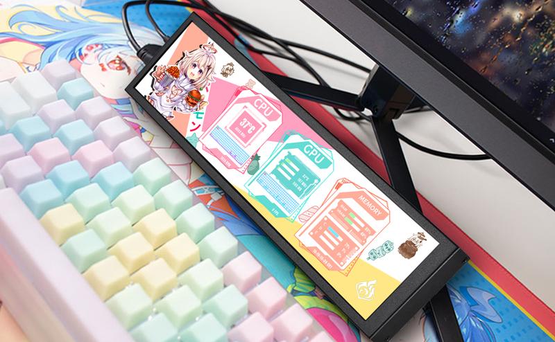 wisecoco 8.8“ Mini Bar Screen Display - Ultra-Wide IPS Panel, Type-C Connectivity, System Monitor for PC and Mac