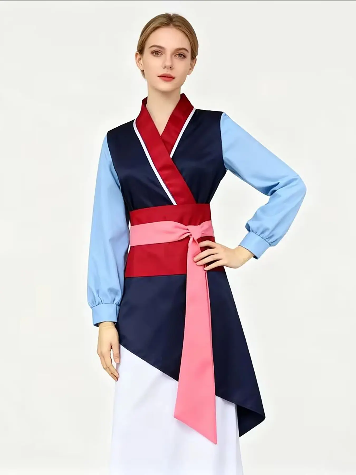 Mulan Cosplay Costume Fitted Women Princess Mu Lan Dress Chinese Traditional Hanfu Heroine Outfit for Halloween Comic Con