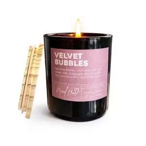 Velvet Bubbles - Champagne Bubbles Candle | Berries Champagne and Musk | 8 oz 40 Hour Burn Time | Hand Poured Small Batch