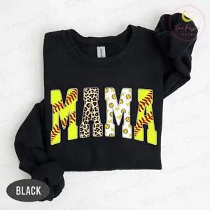 Softball Mama Sweatshirt, Leopard Softball Mom Shirt, Retro Softball Game Day Tee, Mothers Day Gifts, Softball Season Long Sleeve