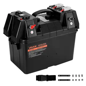 【Summervibes】VEVOR Battery Box, Group 24/31 Trolling Motor Battery Box, 12V/24V Marine Batteries Case with PP Shell and Dual Straps, Smart Batteries Case, Suitable for Trolling Motor, Marine,RV & Solar Panel