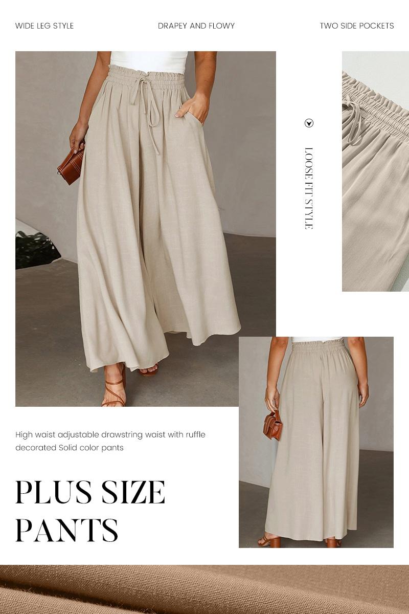 Eytino Womens Plus Size Wide Leg Pants Casual Elastic High Waist Flowy Pants Drawstring Palazzo Pants with Pockets(1X-5X) Eytino Womens Plus Size Wide Leg Pants Casual Elastic High Waist Flowy Pants Drawstring Palazzo Pants with Pockets(1X-5X)