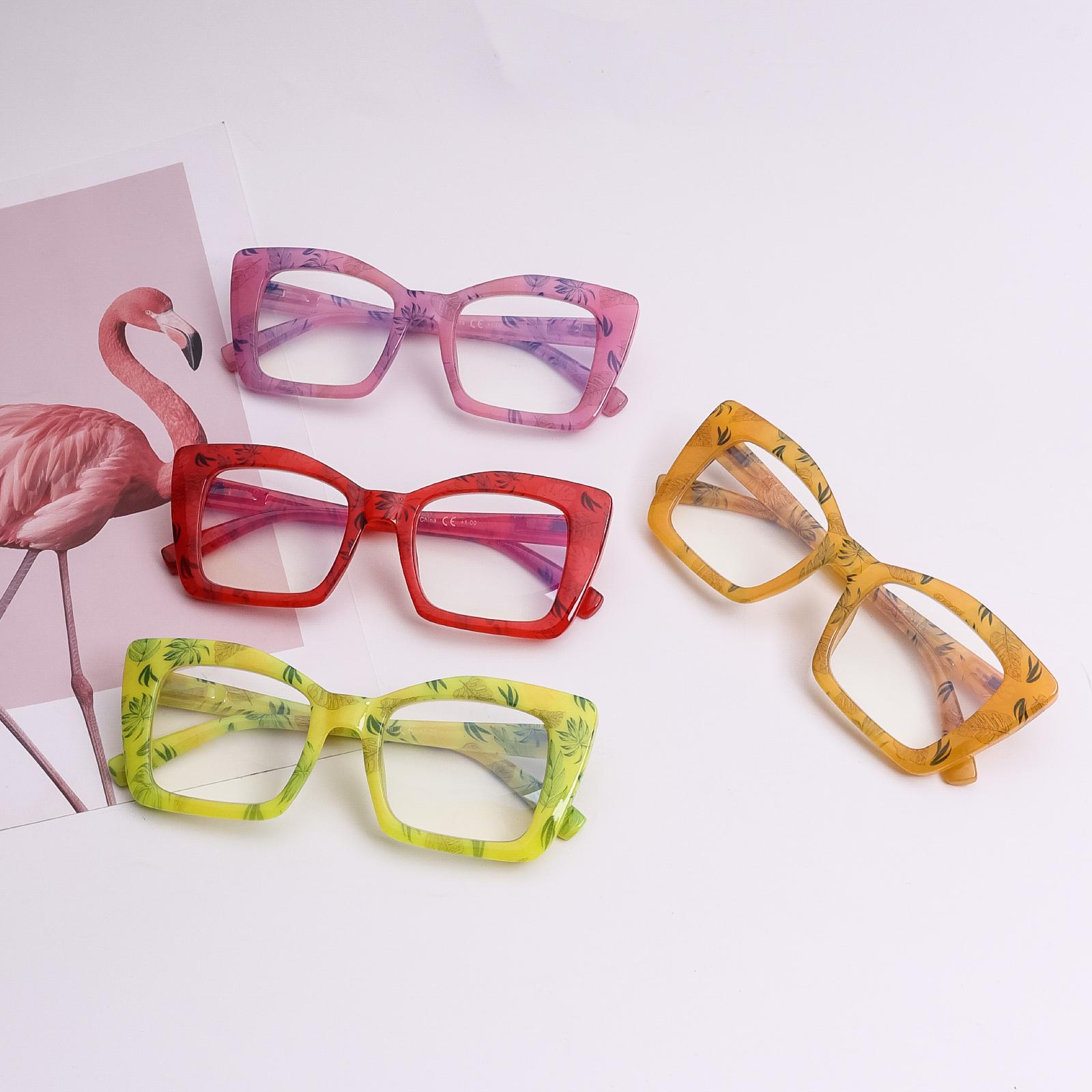 DEAAOK 4 Pack Cat Eye Frames Women's Reading GlassesComputer and Cell Phone Readers Anti-Blue Light BlockingProtects Eyes from Blue Light Spring Hinges