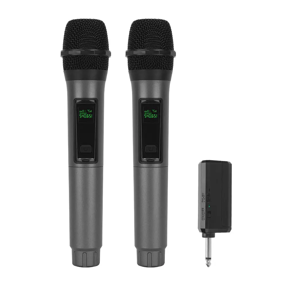 LMBGM 2 Mics Wireless Microphone for Home Karaoke & Speaker, Portable Rechargeable Mic, Professional Rechargeable Dual Handheld Mic for Family Party Wedding Church, 6.35mm Jack (NOT for Phone)