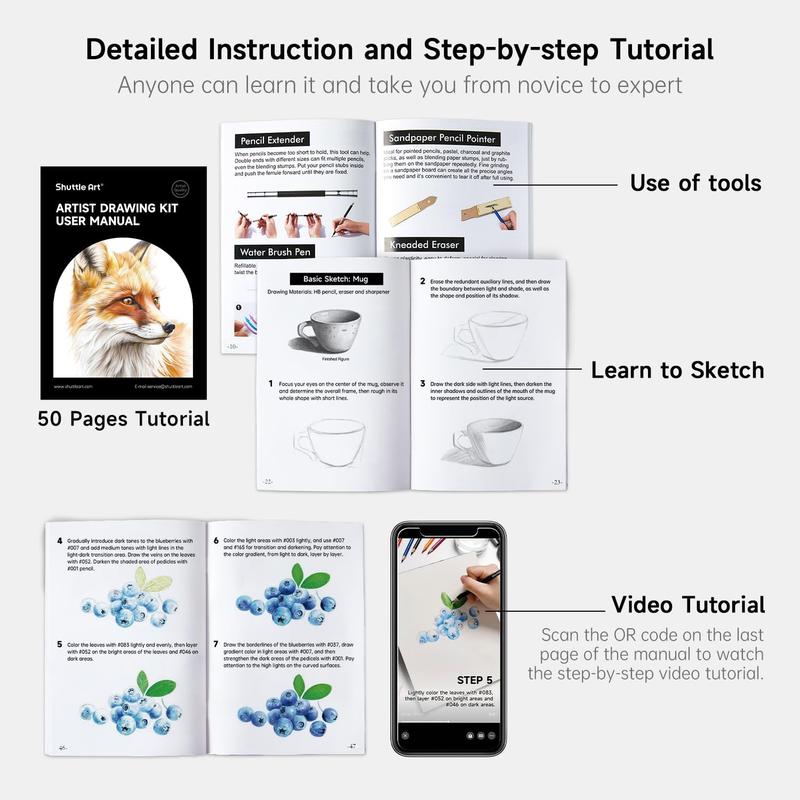 Bundle Clearance 103/116/124 Pack Drawing Pencils Set, Sketching and Drawing Art Set with Colored Pencils, Sketch and Graphite Pencils in Portable Case, Drawing Supplies for educational, Adults and Artists,coloring book