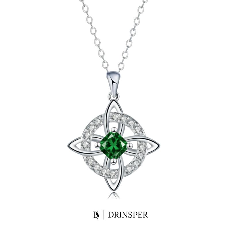 Drinsper Witches Knot Pendant Necklace for Women Girls Birthstone By Month Zirconia Hecate Dark Goddess of Witched Celtic Knot Design Tetragrammaton Collar De Amuleto De Protecion Pendientes Wiccan Pagan Fashion Jewelry Accessory Chrismas Gift for Mom
