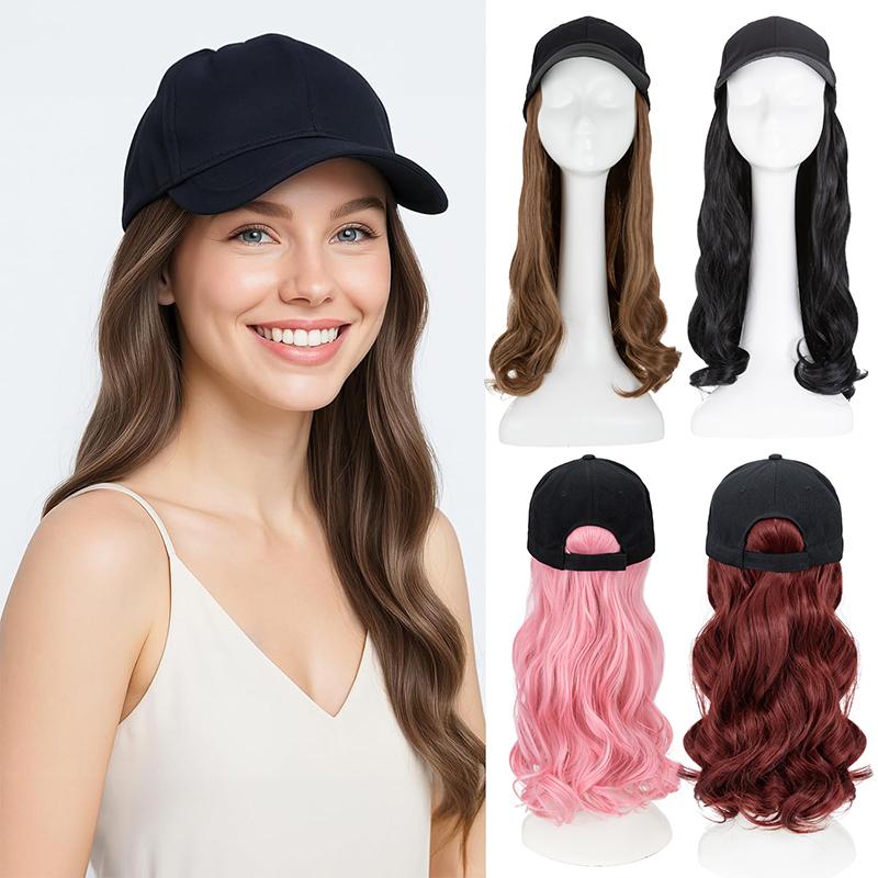 Baseball Hat Wig for Women Wig Cap with 16in Curly Hair Extensions Hat with Hair Wave Adjustable Baseball Cap Wigs Baseball Hat Wig for Women Wig Cap with 16in Curly Hair Extensions Hat with Hair Wave Adjustable Baseball Cap Wigs