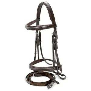 Jeffers Uniquely English "Devon" Leather Snaffle Bridle with Reins for Horses