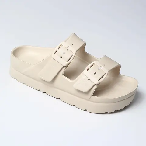Women's Platform Sandals with Arch Support Chunky Lightweight Foam Slip on Slides Comfortable Summer Beach Sandals Adjustable Buckle EVA Material Anti-skid