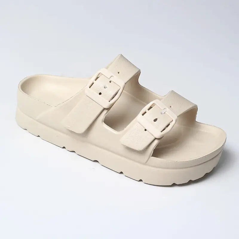 Women's Platform Sandals with Arch Support Chunky Lightweight Foam Slip on Slides Comfortable Summer Beach Sandals Adjustable Buckle EVA Material Anti-skid