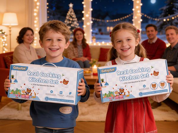 Gotoofun Pink Double Stove Children's Real Cooking Kitchen Set Safe Mini Kitchen for Boys Girls Compact Multifunctional Cooking Toys Montessori Gift for Girls/Boys 8–12