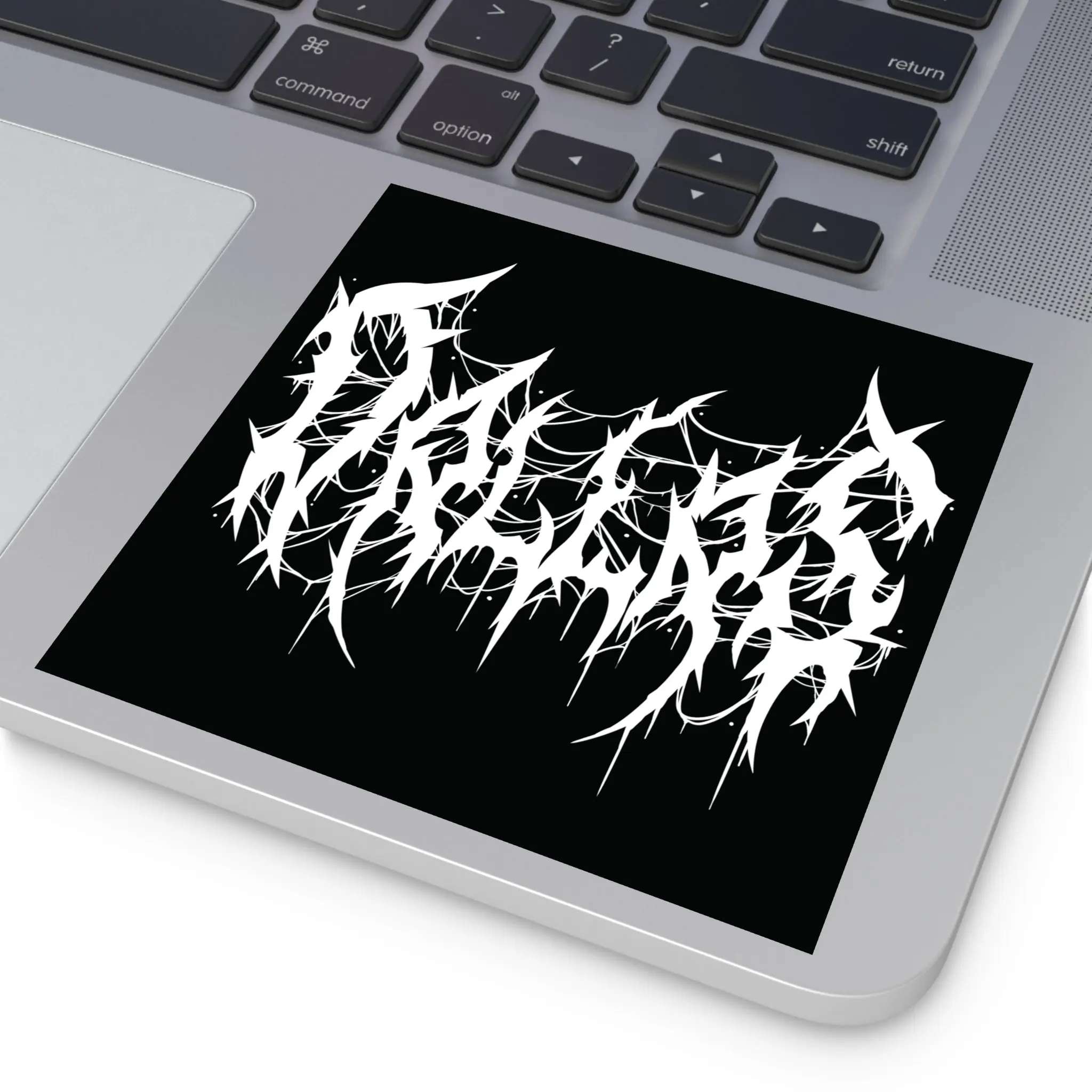 Square Dallas Heavy Metal-Inspired Logo Vinyl Stickers - Black and White, Durable, Weather-Resistant, Part of a Texas Metal Typography Series, for Guitars, Sketchbooks