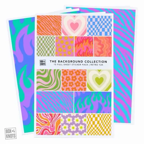 The Retro Y2K Background Sticker Collection | Full Sheet Sticker Collage Adhesive | Matte Decorative Junk Journaling Decor | Scrapbooking