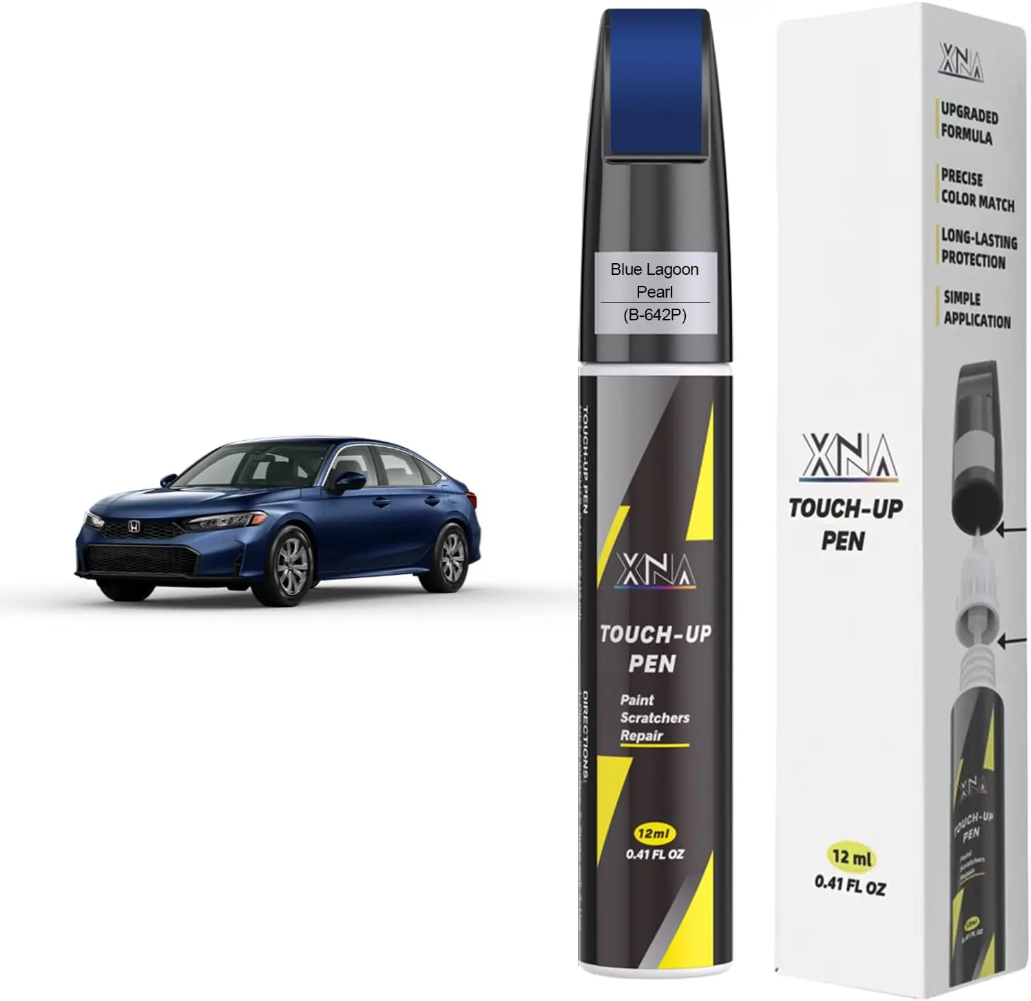 Car Scratch Repair Kit with 2-In-1 Exact Match Touch-Up Pen, Honda Exact Color-Matched Paint - Blue Lagoon Pearl(B-642P), Aegean Blue Metallic(B-593M) for 2020-2022 CR-V, Metallic Paint Chip Covering Quick Fix, Aegean Blue Metallic(B-593M) For 2020-2022 C