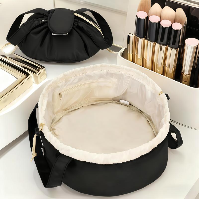 All in One Lazy Drawstring Waterproof Drawstring Makeup Bag Storage Bag with Large Capacity for Girls and Women Ideal for Home Business Trips Travel Organized Storage Hub Compact Design Stylish Durable drawstring makeup bag purse. gift clear cosmetic