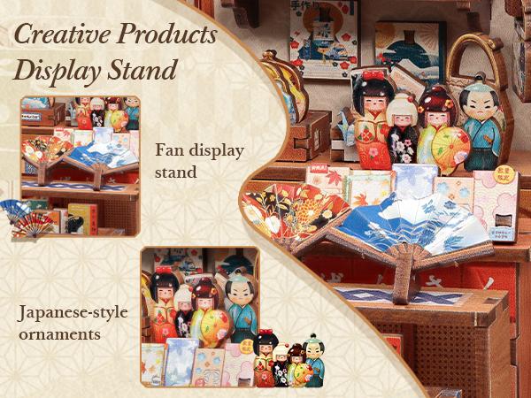 CUTEBEE Japanese Fan Shop Dollhouse Kit | Handmade 3D Wooden Miniature House Decor | Perfect Black Friday & Holiday Gift for Adults and Teens
