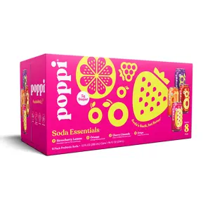 poppi Soda Essentials Prebiotic Soda Variety Pack, 12 fl oz, 8 Pack Cans