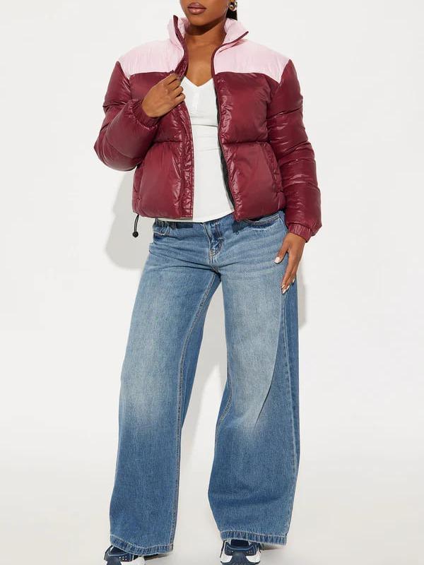 Raquel Puffer Jacket - Burgundy/combo