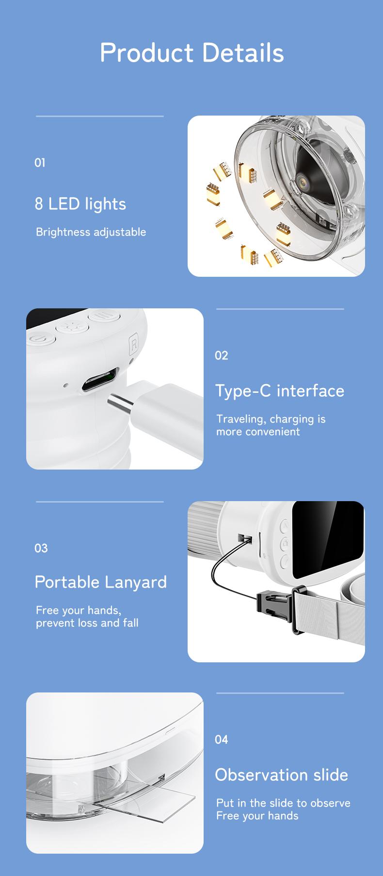 1000X Handheld Digital Microscope with 4K 2'' IPS Screen, USB-Powered Portable Microscope for Kids & Students, Educational Science Toy, STEM Toy & Educational Gift for Boys & Girls Ages 3–12