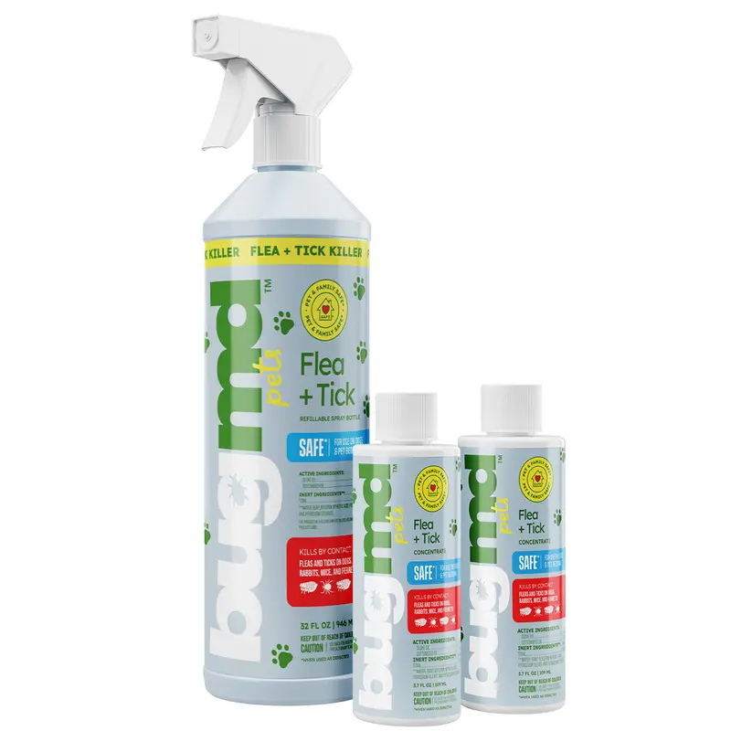BugMD Flea and Tick Concentrate (3.7 oz, 2-Pack) – Natural Essential Oil Spray for Fleas, Ticks, and Mites in Pets, Safe for Dogs
