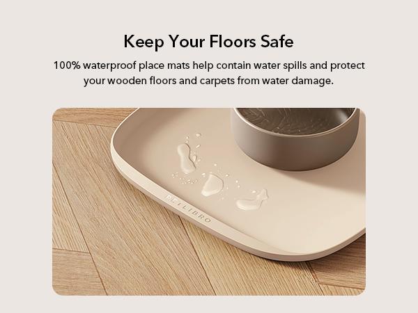 PETLIBRO Dog Food Mat, Safety Silicone Cat Food Mat for Feeder & Fountain, Waterproof, Raised Edge Spill Protection, Available in Multiple Colors