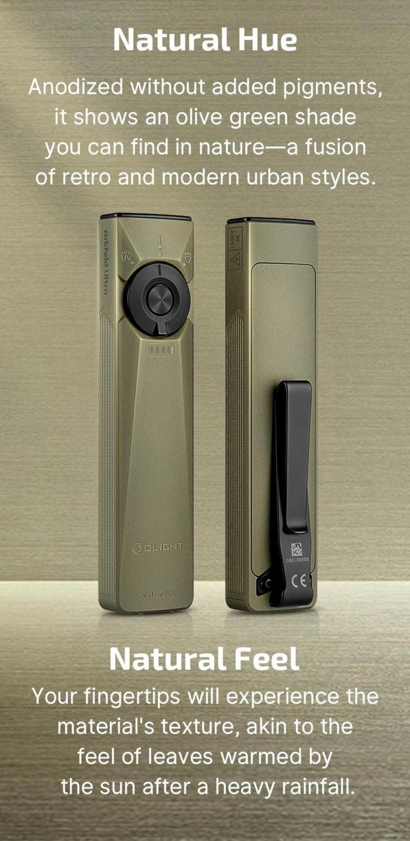 OLIGHT Arkfeld Pro Rechargeable EDC Flashlight with Green Beam, UV Light and White LED Combo, 1300 Lumens Flat Flashlights for Emergency