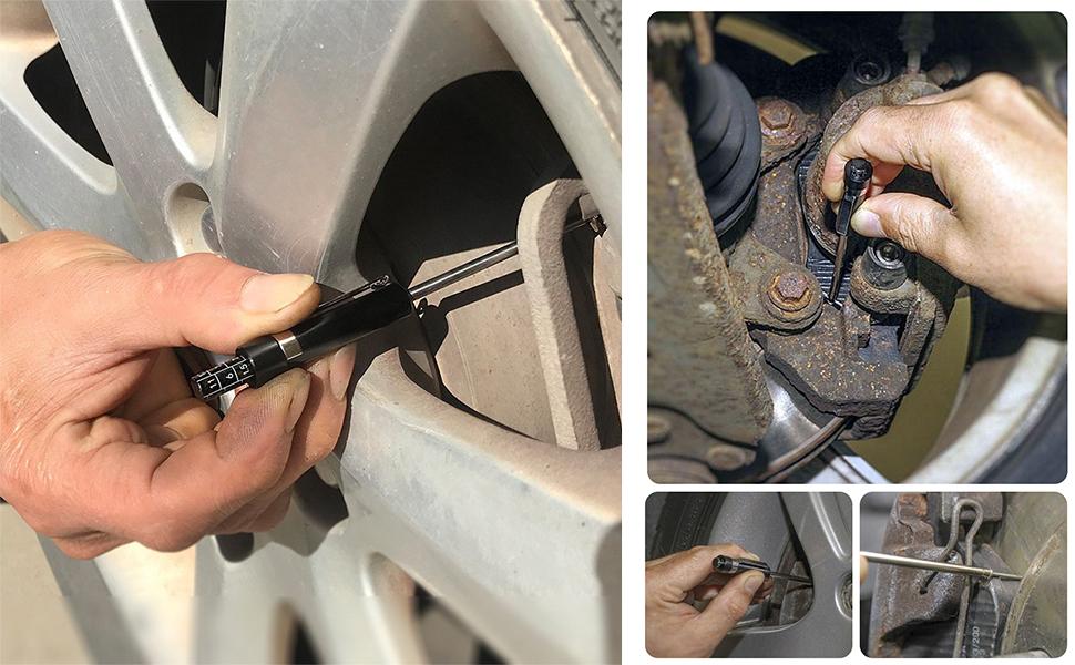 Car Brake Pad Thickness Gauge Measure Tool with Scale for Brake Shoe Gauge Auto Brake Pad 1.5mm-11mm Thickness Base Plate Brake Pad Tester Brake Pad Detection Pen Scale