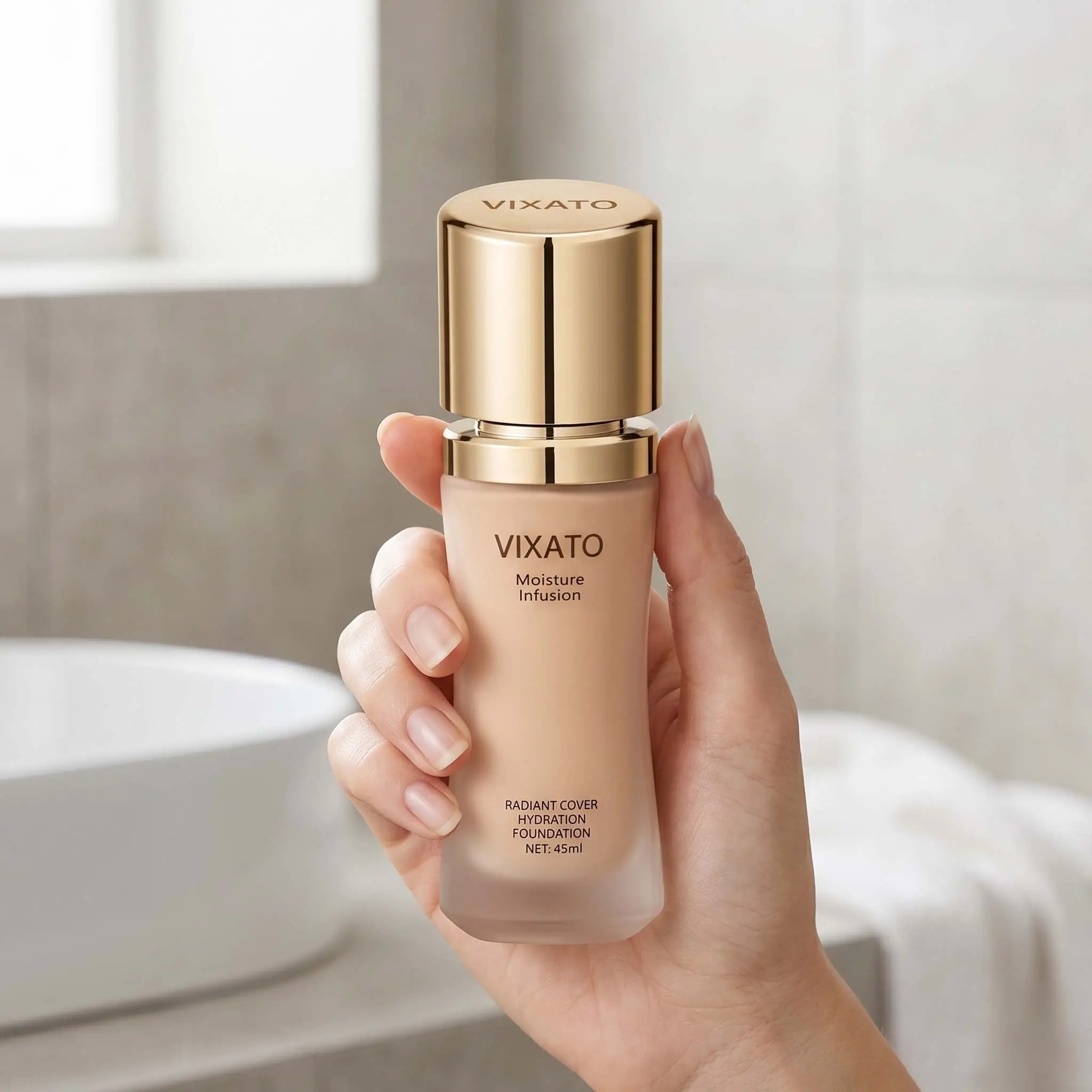 VIXATO Flawless Liquid Foundation 24H Sweatproof Waterproof Full Coverage Hydrating Long Lasting Makeup for All Skin Types 30ml